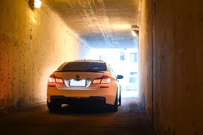 Golden White Wallpaper Cars Wallpaper 4K 5703x3802 Rear, View, Of, A, White, Bmw, Car, Exiting, Dim, Concrete, Tunnel, Into, Purple, Orange, Landscape, 4k