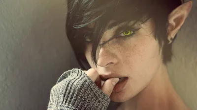 Vivid Woman Wallpaper Fantasy Wallpaper 4K 2560x1440 Hd, Desktop, Wallpaper, Featuring, A, Woman, In, Cosplay, Showcasing, Striking, Yellow, Eyes, Gray, Ultrawide, QHD