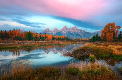 Grand Teton National Park Reflecting Nature Wallpaper 4K 1920x1260 Hd, Wallpaper, Of, Grand, Teton, National, Park, Reflecting, Vivid, Fall, Colors, Cloud-streaked, White, Ultrawide, Full HD