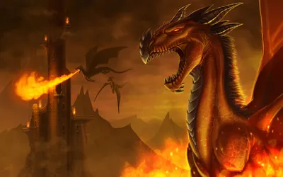 Dragon Breathing Fire Near Castle Fantasy Wallpaper 4K 1920x1200 Hd, Desktop, Wallpaper, Featuring, A, Dragon), Breathing, Fire, Near, Castle, Amid, Mountainous, Brown, Ultrawide, Full HD