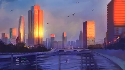 Vivid Serene Wallpaper World Wallpaper 4K 1922x1080 A, Serene, Anime-inspired, Cityscape, At, Dusk, Featuring, Skyscrapers, Reflecting, Warm, Hues, River, Gray, Ultrawide, Full HD
