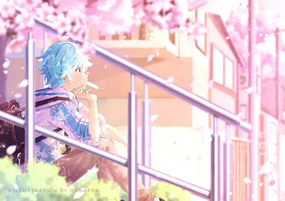 Chongyun Genshin Impact Blue Games Wallpaper 4K 2105x1488 Chongyun, (genshin, Impact), Blue-haired, Exorcist, Sitting, On, A, Railing, Beneath, White, Landscape, Full HD