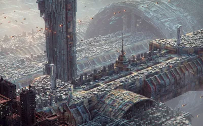 Detailed Sci Cityscape Towering Futuristic World Wallpaper 4K 2048x1280 Hd, Desktop, Wallpaper, Showcasing, A, Detailed, Sci‑fi, Cityscape, Towering, Futuristic, Structures, Under, Gray, Ultrawide, Full HD