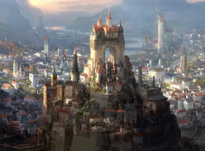 Fantasy Cityscape Depicting World Wallpaper 4K 1920x1419 Hd, Fantasy, Cityscape, Depicting, A, Majestic, Castle, Atop, Hill, Surrounded, Sprawling, Urban, Gray, Landscape, Full HD