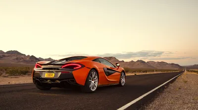 Orange Mclaren 570s Nature Wallpaper 4K 4096x2298 Orange, Mclaren, 570s, Supercar, Parked, On, A, Desert, Road, Sunset, Captured, Ultra, White, Ultrawide, 4k