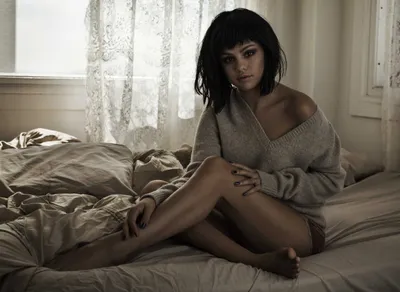 Bright Selena Wallpaper Abstract Wallpaper 4K 2738x2000 Selena, Gomez, Is, Captured, In, A, Cozy, Scene, Sitting, Bed, Soft, Sweater, White, Landscape, QHD