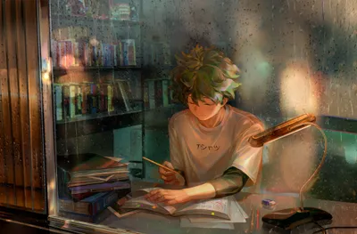 Dreamy Izuku Wallpaper Abstract Wallpaper 4K 4096x2703 Hd, Wallpaper, Featuring, Izuku, Midoriya, From, My, Hero, Academia, Shown, Studying, Desk, Brown, Gray, Ultrawide, 4k