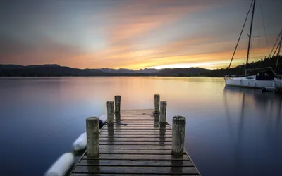 Wooden Man Pier Stretching Calm Nature Wallpaper 4K 1680x1050 Hd, Pc, Desktop, Wallpaper, Of, A, Wooden, Man-made, Pier, Stretching, Into, Calm, Gray, Ultrawide