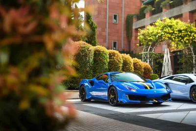 Epic Blue Wallpaper Cars Wallpaper 4K 6000x4000 Blue, Ferrari, Sports, Car, Parked, In, A, Sunlit, Courtyard, Greenery, Modern, Buildings, Gray, Brown, Landscape, 4k
