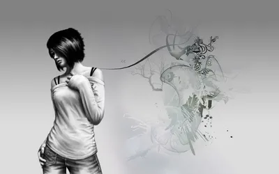 Black White Artistic Woman Black/Dark Wallpaper 4K 1680x1050 A, Black-and-white, Artistic, Desktop, Wallpaper, Showing, Woman, Casual, Clothes, Left, Flowing, Abstract, Gray, White, Ultrawide