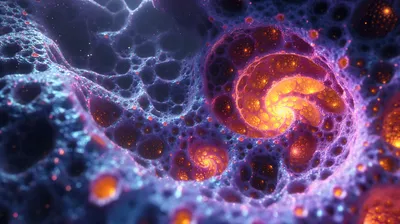 Sleek Vibrant Wallpaper Abstract Wallpaper 4K 2912x1632 Vibrant, Fractal, Spiral, Of, Glowing, Orange-gold, Cores, Set, Purple-blue, Porous, Textures, Quad, Gray, Brown, Ultrawide, QHD
