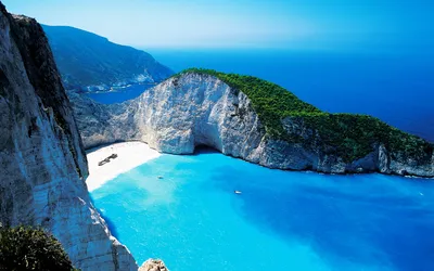 Calm Zakynthos Wallpaper Nature Wallpaper 4K 1920x1200 A, Stunning, View, Of, Zakynthos, Coastline, Showcasing, Serene, Cove, Turquoise, Waters, White, Yellow, Pink, Ultrawide, Full HD