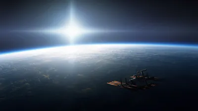 Misty International Wallpaper Space Wallpaper 4K 1920x1080 Hd, Desktop, Wallpaper, Featuring, The, International, Space, Station, Orbiting, Earth, Brilliant, Starburst, White, Ultrawide, Full HD