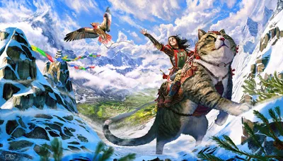 Fantasy Woman Riding Nature Wallpaper 4K 1920x1092 A, Fantasy, Hd, Desktop, Wallpaper, Featuring, Woman, Riding, Giant, Cat, Snowy, Mountain, White, Ultrawide, Full HD