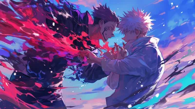 Intense Battle Between Gojo Sukuna Abstract Wallpaper 4K 2912x1632 Hd, Wallpaper, Featuring, An, Intense, Battle, Between, Gojo, Sukuna, Anime, Jujutsu, Kaisen, Pink, Brown, Ultrawide, QHD