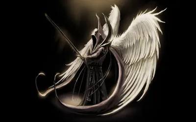 Definition Hooded Angel Warrior Large Black/Dark Wallpaper 4K 1920x1200 A, High-definition, Desktop, Wallpaper:, Featuring, Hooded, Angel, Warrior, Large, Wings, Holding, Sword, Gray, White, Ultrawide, Full HD