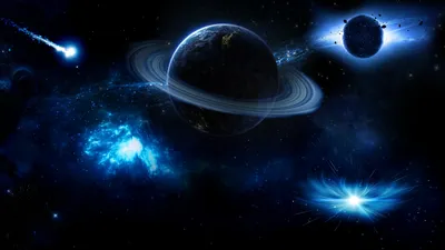 Bright Blue Wallpaper Space Wallpaper 4K 1920x1080 Blue, Sci-fi, Space, Scene, Ringed, Planet, And, Moons, Glowing, Nebulae, Comets, Brown, Red, Pink, Ultrawide, Full HD