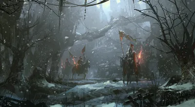 Fantasy Warrior Armor Rides Horse Nature Wallpaper 4K 1920x1054 A, Fantasy, Warrior, In, Armor, Rides, Horse, Through, Snowy, Landscape, Surrounded, Trees, Gray, Ultrawide, Full HD