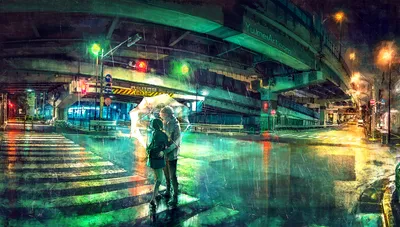 Anime Original Vibrant Two Black/Dark Wallpaper 4K 1920x1090 Hd, Anime, Wallpaper, Featuring, An, Original, Vibrant, Scene, Two, People, Under, Umbrella, Brown, Gray, Ultrawide, Full HD