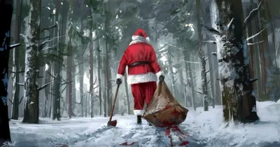 Bold Dark Wallpaper Nature Wallpaper 4K 2057x1080 Dark, Fantasy, Hd, Desktop, Wallpaper, Featuring, Santa, Claus, Walking, Through, Snowy, Forest, Gray, Ultrawide, Full HD