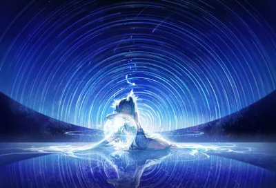 Calm Hatsune Wallpaper Nature Wallpaper 4K 2000x1361 Hd, Desktop, Wallpaper, Featuring, Hatsune, Miku, With, Blue, Hair, Sitting, Under, Time-lapse, Brown, White, Landscape, Full HD