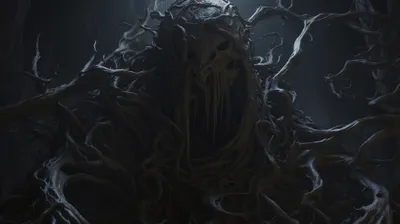 Dark Scary Forest Entity Black/Dark Wallpaper 4K 2000x1120 Hd, Pc, Desktop, Wallpaper, A, Dark, Scary, Forest, Entity, Monster, Twisted, Roots, Gray, Ultrawide, Full HD