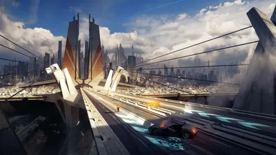Futuristic Sci Cityscape Sleek World Wallpaper 4K 1920x1080 Futuristic, Sci‑fi, Cityscape, Featuring, A, Sleek, Bridge, With, Hovering, Vehicles, Under, Dynamic, Blue, Brown, Ultrawide, Full HD