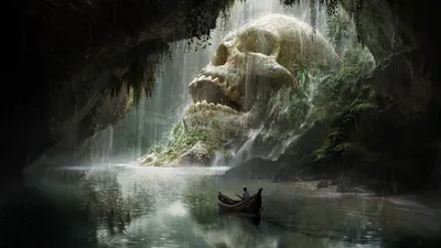 Fantasy Adventure Boat Floating River Nature Wallpaper 4K 1920x1080 Hd, Wallpaper:, Of, A, Fantasy, Adventure, With, Boat, Floating, River, Cave, Facing, Gray, Ultrawide, Full HD