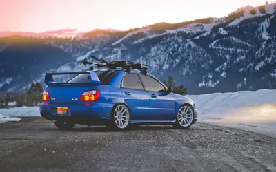 Blue Subaru Impreza Wrx Mountain Nature Wallpaper 4K 1920x1200 A, Blue, Subaru, Impreza, Wrx, Parked, On, Mountain, Road, Snow-covered, Peaks, Sunset, White, Ultrawide, Full HD