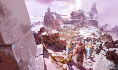 Bright Fantasy Wallpaper World Wallpaper 4K 1920x1146 Hd, Pc, Desktop, Wallpaper, And, Background, Fantasy, City, Snowy, Cliffs, Terraced, Temples, Gray, White, Ultrawide, Full HD