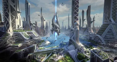 Golden Sci Wallpaper World Wallpaper 4K 1800x958 Sci, Fi, City, Futuristic, Skyline, Of, Sleek, Towers, Hovering, Ships, Green, Gray, Ultrawide