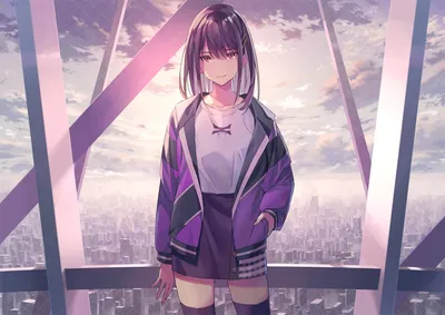 Sleek Anime Wallpaper World Wallpaper 4K 1920x1357 Anime, Original, Young, Woman, In, A, Casual, Jacket, Stands, Tower, Observation, White, Landscape, Full HD