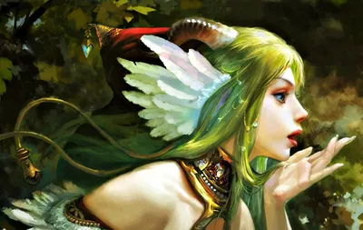 Fantasy Blonde Demon Curved Fantasy Wallpaper 4K 1900x1200 Fantasy, Hd, Desktop, Wallpaper, Featuring, A, Blonde, Demon, Curved, Horns, White, Feathers, Ultrawide