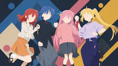 Bocchi Rock Four Abstract Wallpaper 4K 3840x2160 Bocchi, The, Rock, 4k, Ultra, Hd, Pc, Desktop, Four, Band, Girls, Brown, Gray, Ultrawide