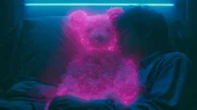 Misty Aesthetic Wallpaper Abstract Wallpaper 4K 2944x1648 Aesthetic, 2k, Quad, Hd, Pc, Desktop, Wallpaper, Neon-pink, Glowing, Teddy, Bear, Beside, Yellow, Pink, Ultrawide, QHD