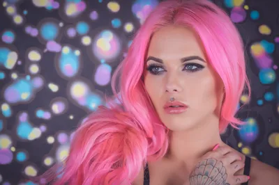 Dark Tattoo Wallpaper Abstract Wallpaper 4K 2048x1365 Tattoo, Blue, Eyes, Pink, Hair, Face, Woman, Model, Desktop, Gray, Ultrawide, Full HD