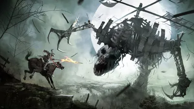Radiant Dark Wallpaper Black/Dark Wallpaper 4K 1920x1080 A, Dark, Fantasy, Scene, Featuring, Warrior, Knight, Horseback, Wielding, Spear, Under, Full, White, Ultrawide, Full HD