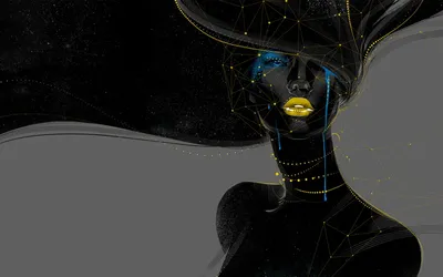 Artistic Dark Black Black/Dark Wallpaper 4K 1680x1050 Artistic, Hd, Pc, Desktop, Wallpaper, Featuring, A, Dark, Black-toned, Woman, Golden, Lips, Orange, Purple, Brown, Ultrawide