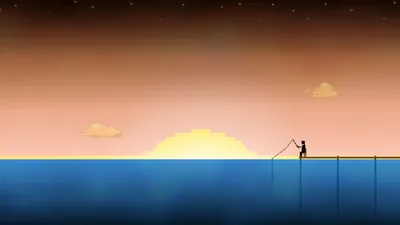 Pixel Art Minimalist Bit Nature Wallpaper 4K 1920x1080 Hd, Pixel, Art, Desktop, Wallpaper, Featuring, A, Minimalist, 8-bit, Scene, Figure, Fishing, White, Pink, Ultrawide, Full HD