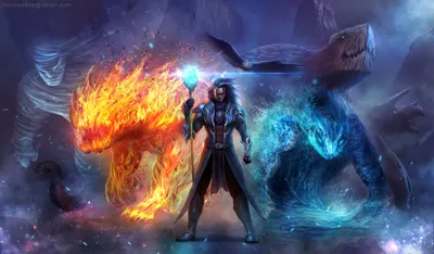 Epic Definition Wallpaper Fantasy Wallpaper 4K 2500x1462 A, High-definition, Desktop, Wallpaper, Featuring, Fantasy, Wizard, Wielding, Elemental, Magic, Fiery, Creature, Brown, Ultrawide, Full HD