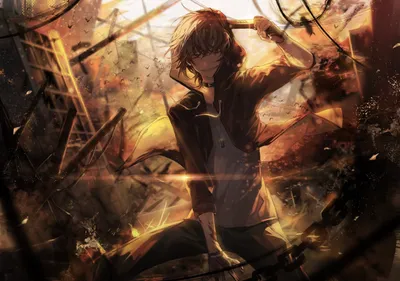 Moody Anime Wallpaper Black/Dark Wallpaper 4K 2440x1718 Hd, Anime, Original:, Artwork, Of, A, Dark-haired, Character, Dynamic, Pose, Amid, Shattered, White, Landscape, Full HD