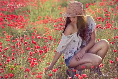 Woman Straw Hat Nature Wallpaper 4K 2048x1365 A, Woman, In, Straw, Hat, And, Casual, Attire, Sits, Vibrant, Field, Red, Gray, Ultrawide, Full HD