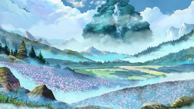 Calm Anime Wallpaper Nature Wallpaper 4K 6174x3472 An, Anime, Landscape, Hd, Wallpaper, Featuring, A, Serene, Nature, Scene, Blooming, Flowers, White, Ultrawide, 4k