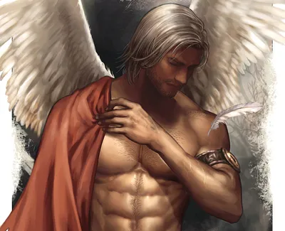 Misty Sad Wallpaper Fantasy Wallpaper 4K 2295x1860 Hd, Desktop, Wallpaper, Featuring, A, Sad, Shirtless, Angel, White, Hair, Wings, Draped, Gray, Brown, Square, Full HD