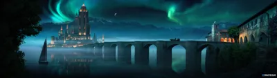 Fantasy Cityscape Glowing Towers Misty World Wallpaper 4K 5120x1440 Hd, Pc, Desktop, Wallpaper, Featuring, A, Fantasy, Cityscape, Glowing, Towers, Misty, Bridge, Brown, Ultrawide, 4k