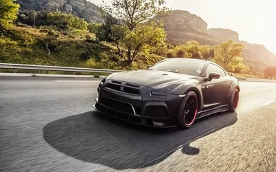 Black Supercar Speeds Nature Wallpaper 4K 1920x1200 A, Black, Nissan, Gt-r, Supercar, Speeds, Along, Scenic, Highway;, Mountains, Trees, Captured, White, Ultrawide, Full HD