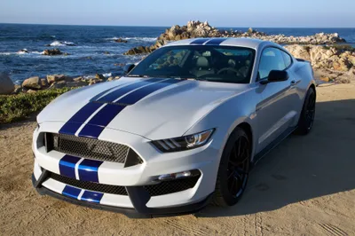 Bright White Wallpaper Cars Wallpaper 4K 4096x2731 White, Ford, Mustang, Shelby, Gt350, Muscle, Car, With, Blue, Racing, Stripes, Parked, Gray, Landscape, 4k