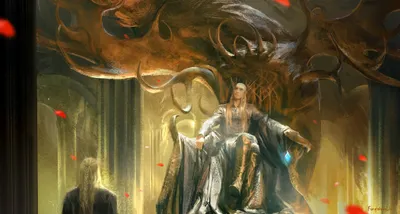Thranduil Elven King Lord Rings Fantasy Wallpaper 4K 2024x1086 A, Striking, Hd, Wallpaper, Featuring, Thranduil, The, Elven, King, Lord, Rings, Seated, Gray, Orange, Ultrawide, Full HD