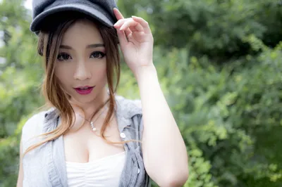 Asian Brunette Woman Lipstick Wearing Abstract Wallpaper 4K 2048x1365 Hd, Desktop, Wallpaper, Of, An, Asian, Brunette, Woman, Lipstick, Wearing, Cap, Captured, White, Ultrawide, Full HD