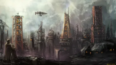 Golden Gritty Wallpaper World Wallpaper 4K 1920x1080 Hd, Pc, Desktop, Wallpaper/background:, Gritty, Sci-fi, Cityscape, With, Towering, Industrial, Spires, Hovering, White, Ultrawide, Full HD
